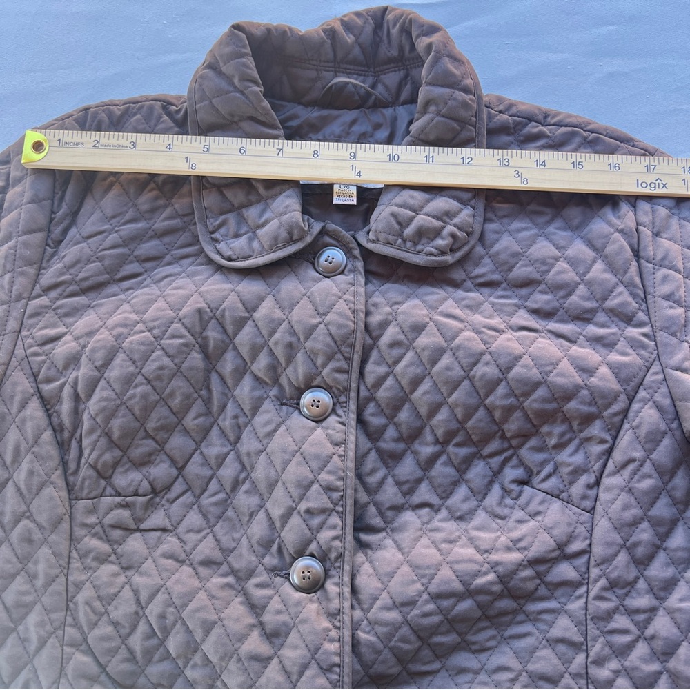 VTG‎ (90s) Chocolate Brown Quilted Barn Coat Marvin Richards Equestrian Sz L - Picture 7 of 14